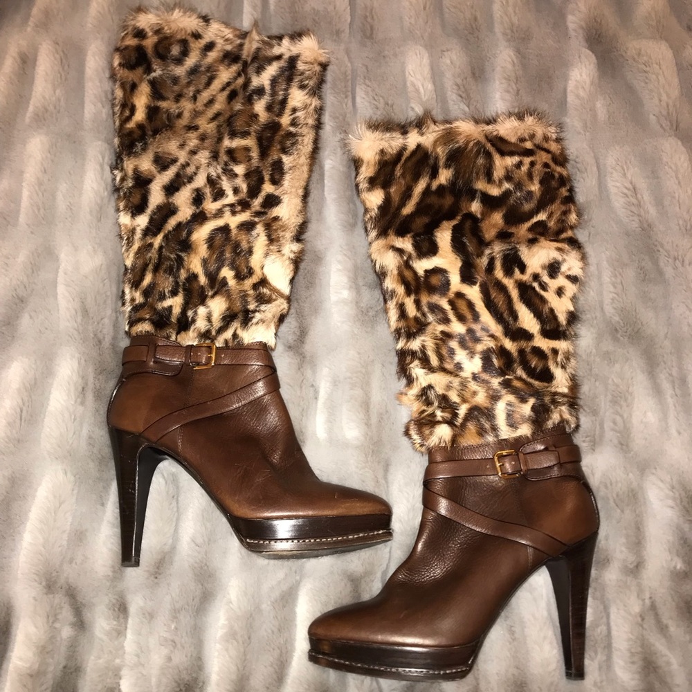 Ralph Lauren Collection Leopard Boots